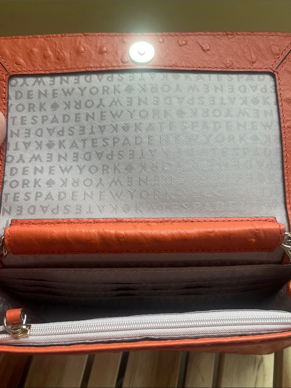 kate spade Vivid Orange Textured Chain Crossbody Bag